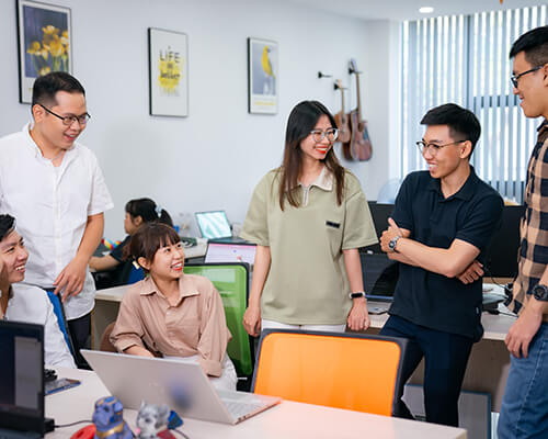 Team discussing in an office